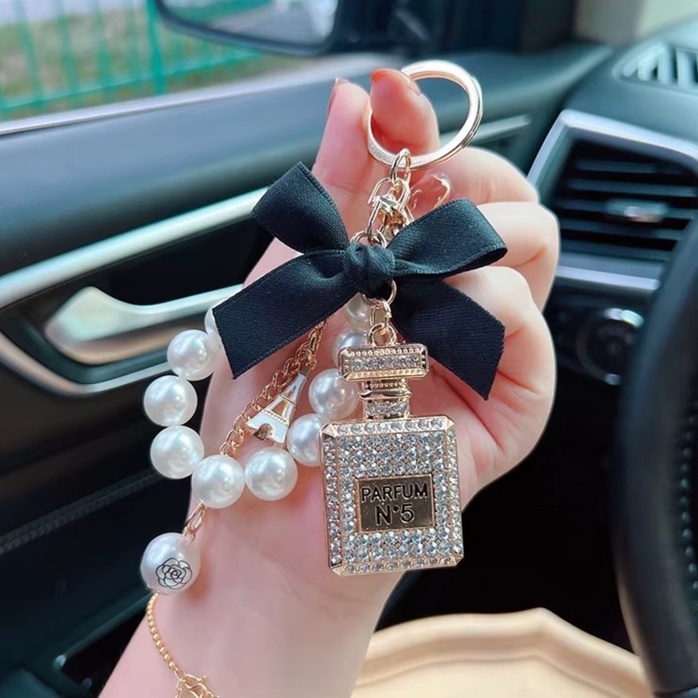 Perfume bottle Rhinestone Bag Charm -Clear